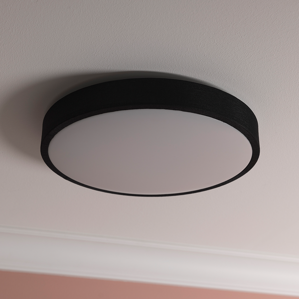 LED-Deckenleuchten Filiz - Mischgewebe / Eisen - 1-flammig - Schwarz - Durchmesser: 39 cm