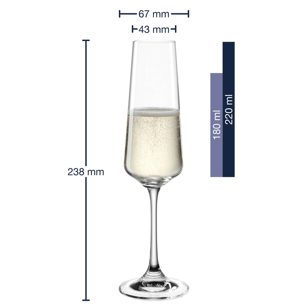 Sektglas Paladino 6er-Set - Kristallglas - Transparent