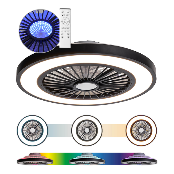 LED-Deckenventilator Arioso - Acrylglas / Eisen - 3-flammig