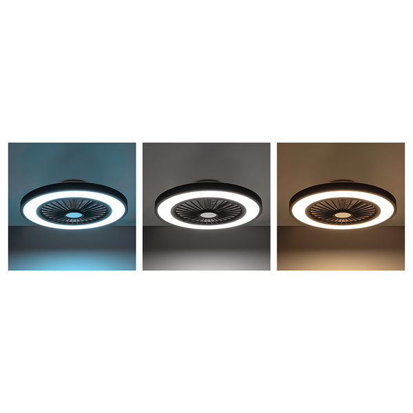 LED-Deckenventilator Arioso - Acrylglas / Eisen - 3-flammig