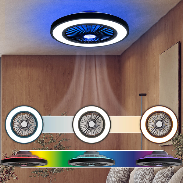 LED-Deckenventilator Arioso - Acrylglas / Eisen - 3-flammig