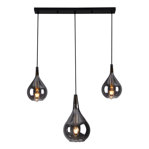 Pendelleuchte Gota Typ B - Rauchglas / Eisen - 3-flammig