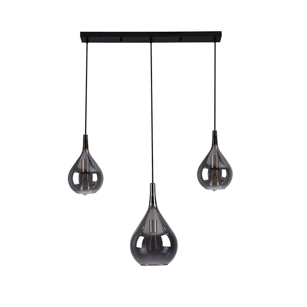Pendelleuchte Gota Typ B - Rauchglas / Eisen - 3-flammig