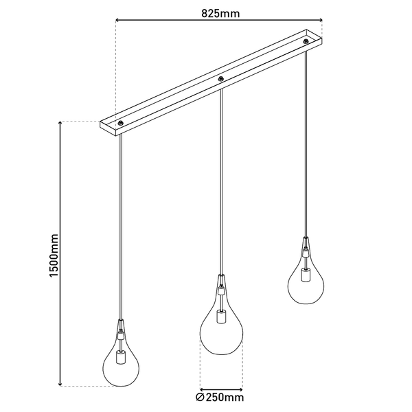 Pendelleuchte Gota Typ B - Rauchglas / Eisen - 3-flammig