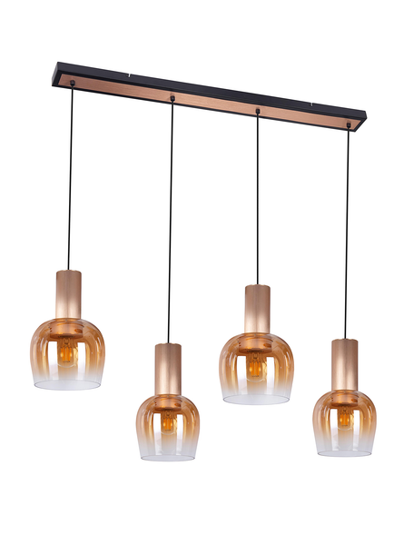 Pendelleuchte Funda Typ A - Farbglas / Aluminium - 4-flammig