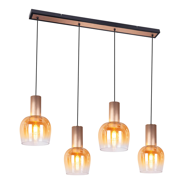 Pendelleuchte Funda Typ A - Farbglas / Aluminium - 4-flammig