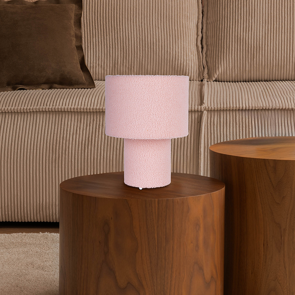 Tischleuchte Fluffy - Mischgewebe / Eisen - 1-flammig - Pink