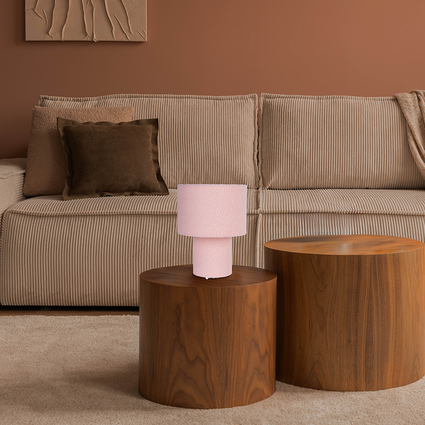 Tischleuchte Fluffy - Mischgewebe / Eisen - 1-flammig - Pink
