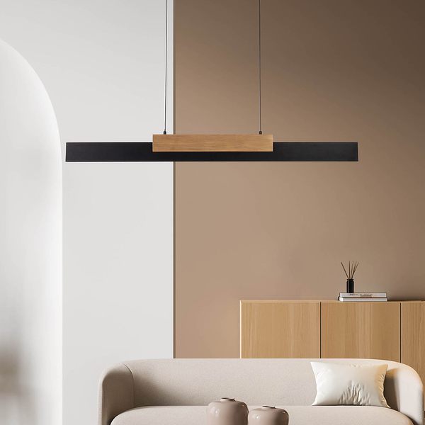 LED-Pendelleuchte Wiebke - Metall / Eiche massiv - 1-flammig