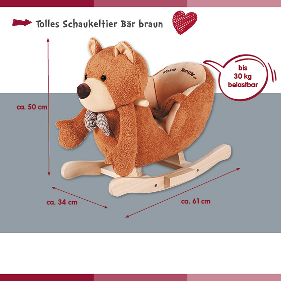 Schaukeltier Bär - Braun - Polyester - 61 x 34 x 50 cm