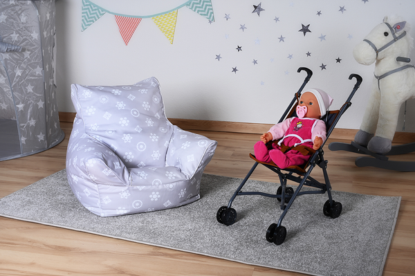 Kindersitzsack Royal Grey - Grau - Baumwollstoff - 40 x 50 x 43 cm