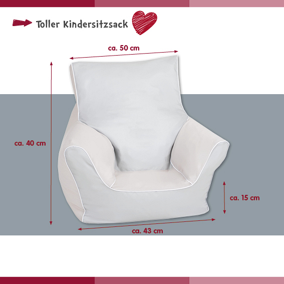 Kindersitzsack Royal Grey - Grau - Baumwollstoff - 40 x 50 x 43 cm