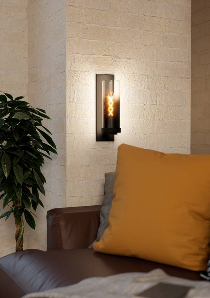 Wandleuchte Toothill - Rauchglas / Stahl - 1-flammig