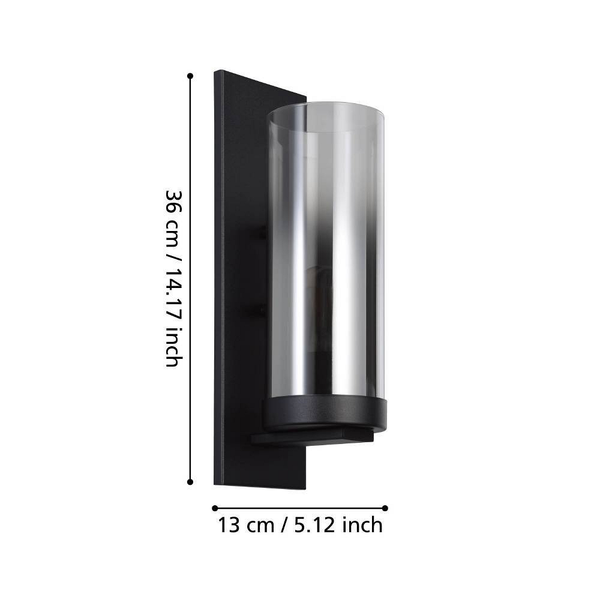 Wandleuchte Toothill - Rauchglas / Stahl - 1-flammig