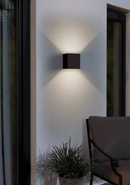 LED-Wandleuchte Calpino Typ A - Klarglas / Aluminiumguss - 2-flammig - Schwarz