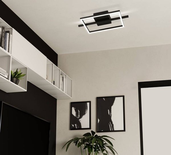 LED-Deckenleuchte Amandolo - Polycarbonat / Stahl - 1-flammig - Schwarz