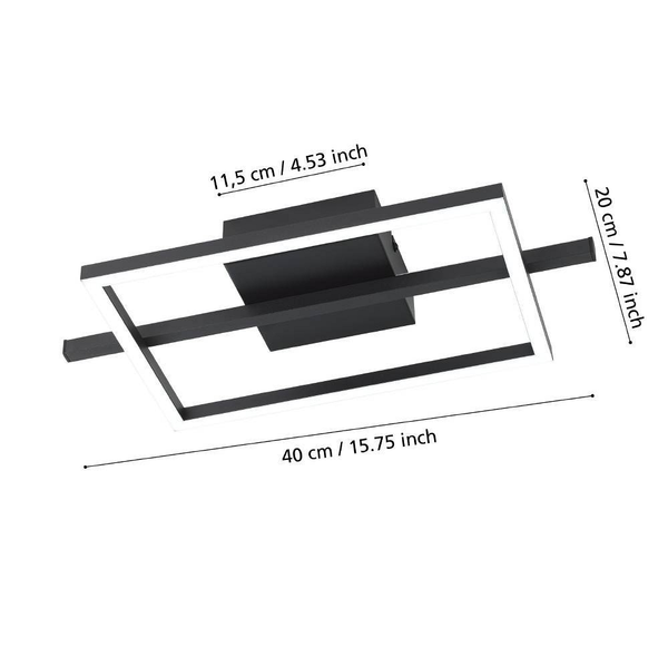 LED-Deckenleuchte Amandolo - Polycarbonat / Stahl - 1-flammig - Schwarz
