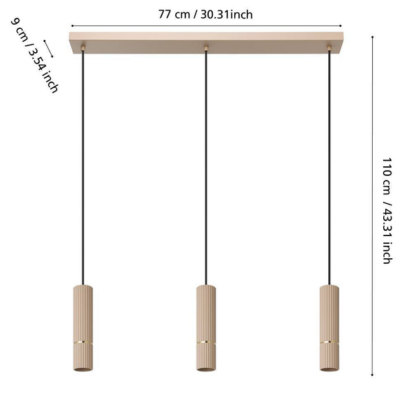 LED-Pendelleuchte Caminia Typ B - Stahl - 3-flammig