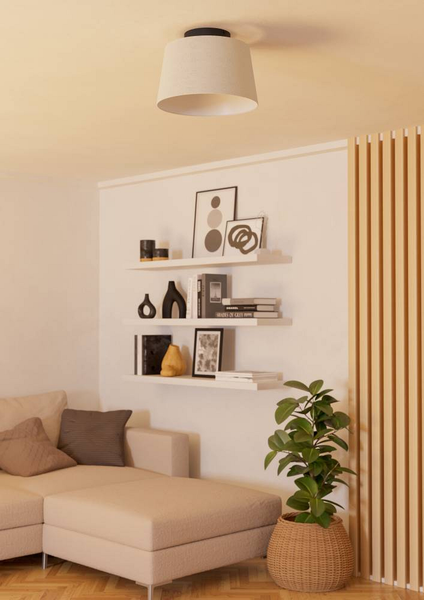 Deckenleuchte Febres - Mischgewebe / Stahl - 1-flammig