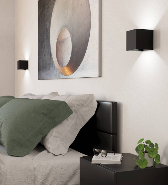 LED-Wandleuchte Valmontone - Aluminium - 2-flammig - Schwarz