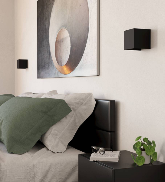 LED-Wandleuchte Valmontone - Aluminium - 2-flammig - Schwarz