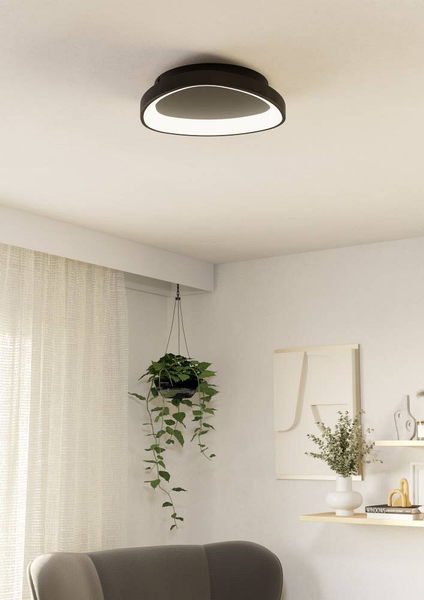 LED-Deckenleuchte Loretello - Polycarbonat / Stahl - 1-flammig - Schwarz