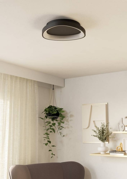 LED-Deckenleuchte Loretello - Polycarbonat / Stahl - 1-flammig - Schwarz