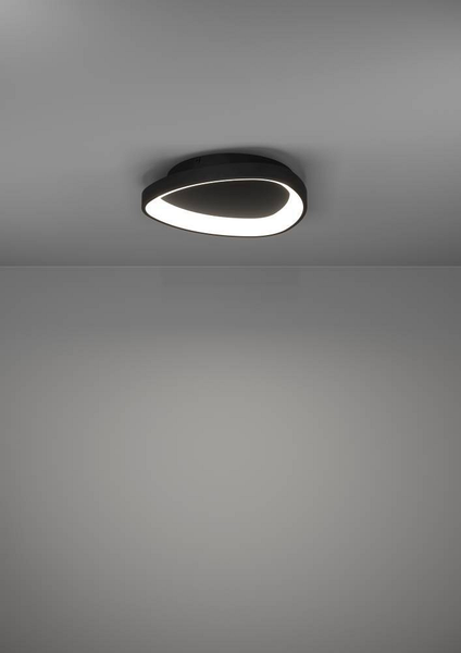 LED-Deckenleuchte Loretello - Polycarbonat / Stahl - 1-flammig - Schwarz