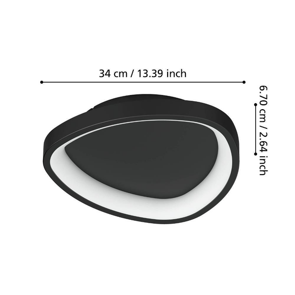 LED-Deckenleuchte Loretello - Polycarbonat / Stahl - 1-flammig - Schwarz