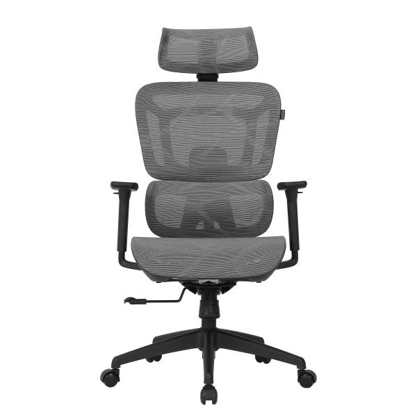 Bürodrehstuhl Doum - Mesh / Metall - Grau / Weiß