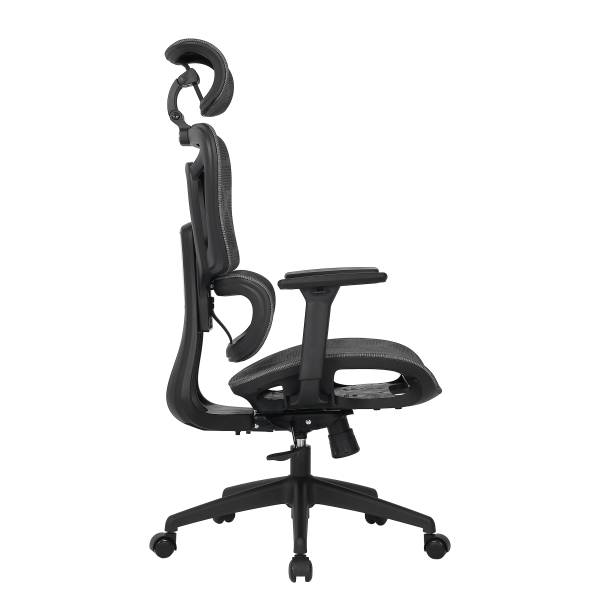 Bürodrehstuhl Doum - Mesh / Metall - Grau / Weiß