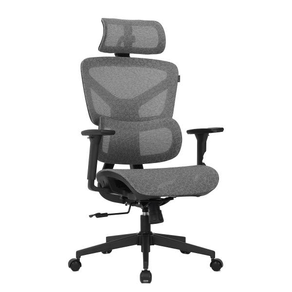 Bürodrehstuhl Broz - Mesh / Metall - Grau / Weiß