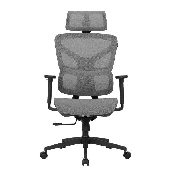 Bürodrehstuhl Broz - Mesh / Metall - Grau / Weiß