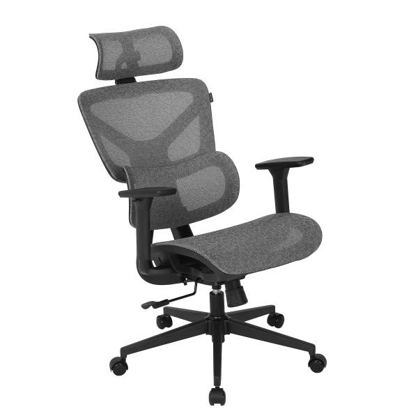Bürodrehstuhl Broz - Mesh / Metall - Grau / Weiß