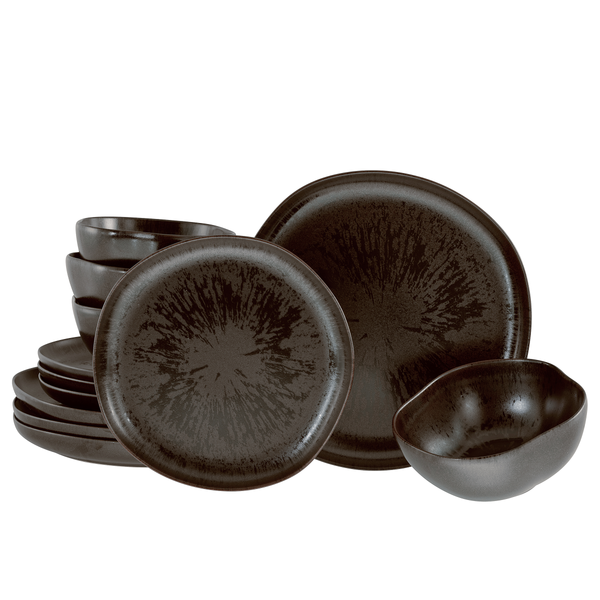 Geschirr-Set Natura 12-teilig - Dunkelbraun