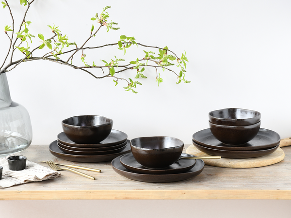 Geschirr-Set Natura 12-teilig - Dunkelbraun