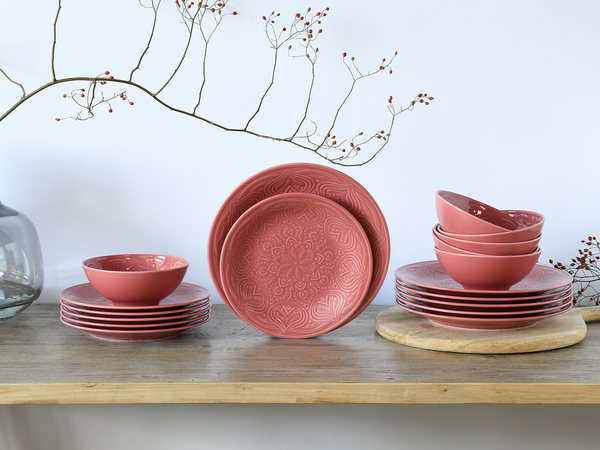 Geschirr-Set Orient Mandala - Rot - 18-teilig