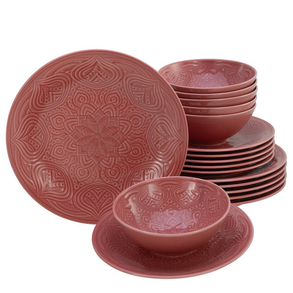 Geschirr-Set Orient Mandala - Rot - 18-teilig
