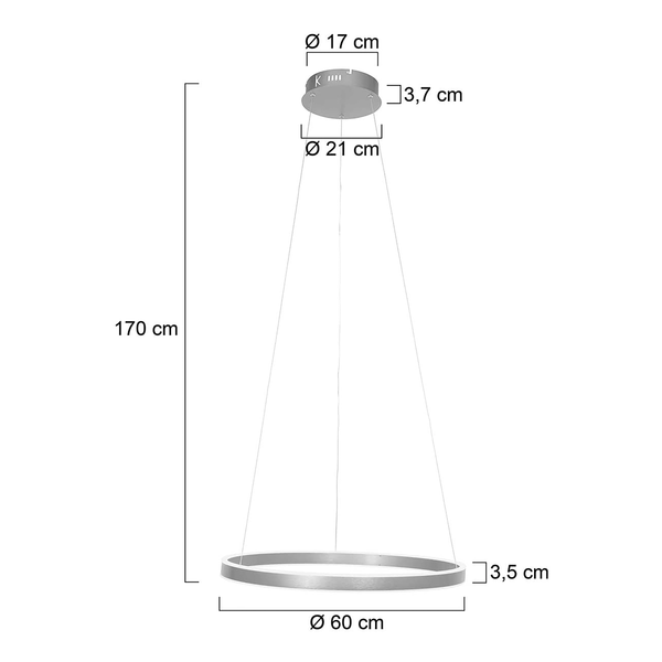 Pendelleuchte Ringlux Typ A - Silber - Aluminium - 60 x 150 x 60 cm