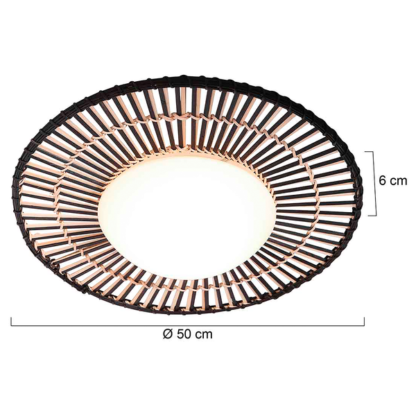 Deckenleuchte Aura - Schwarz - Acrylglas - 50 x 6 x 50 cm