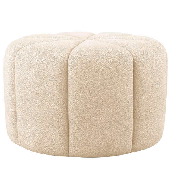 Pouf FORA - Teddy-Bouclé Stoff Bony: Beige - Breite: 60 cm