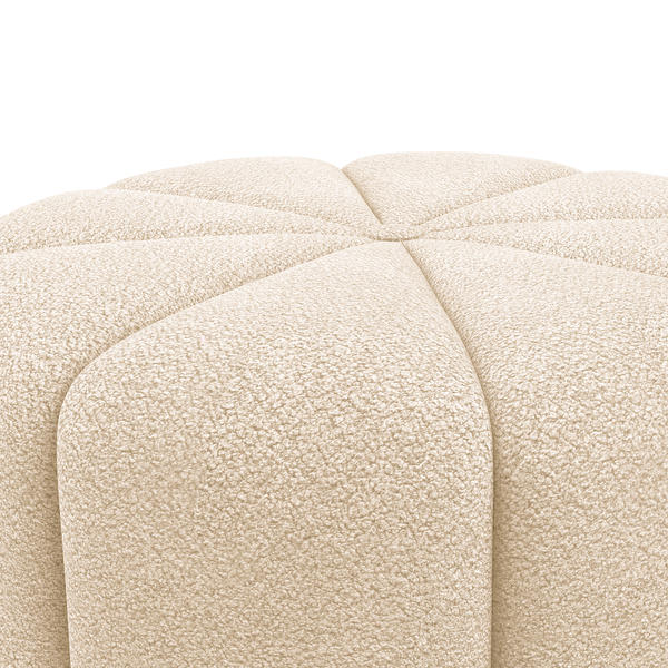 Pouf FORA - Teddy-Bouclé Stoff Bony: Beige - Breite: 60 cm
