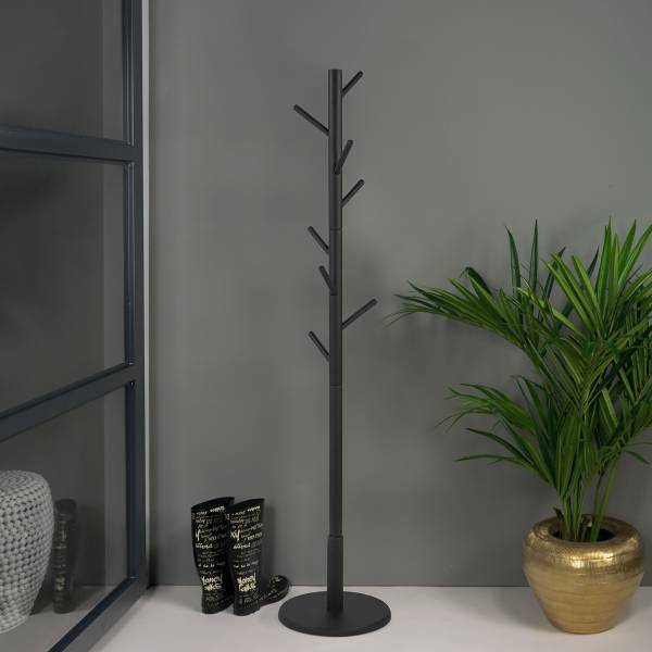 Massiver Garderobenständer Nootas - Gummibaum - Schwarz