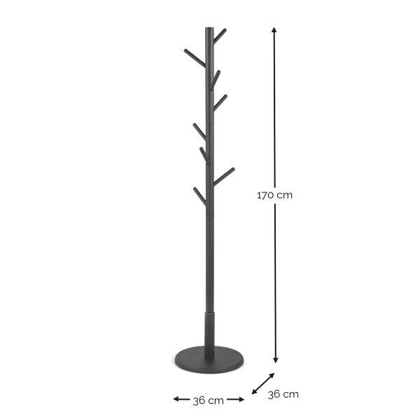 Massiver Garderobenständer Nootas - Gummibaum - Schwarz