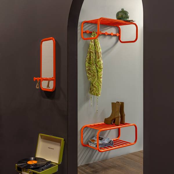 Wandgarderobe Coppin - Metall - Orange