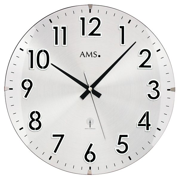 Funk-Wanduhr Tofo - Silber - Aluminium - Klarglas - 32 x 32 x 4 cm