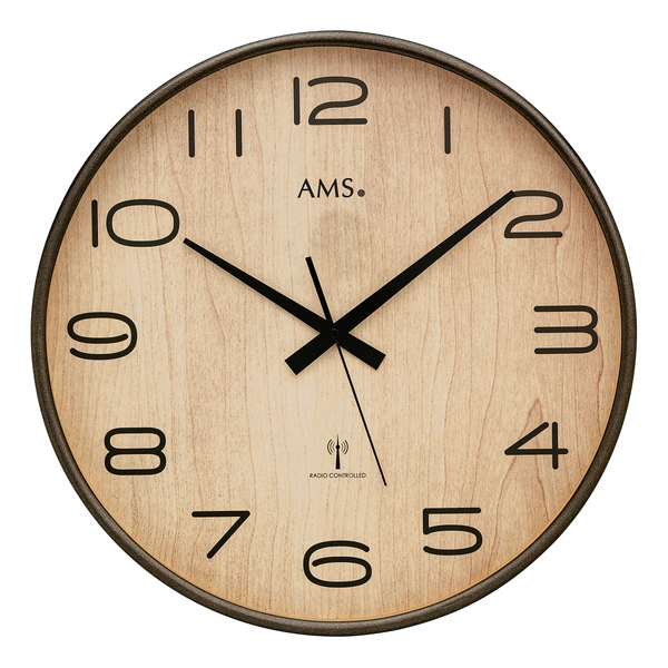 Funk-Wanduhr Pujsa - Grau - Klarglas - 40 x 40 x 5 cm