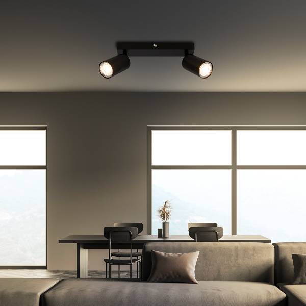 LED Deckenleuchte Spot - Schwarz - Flammenanzahl: 2