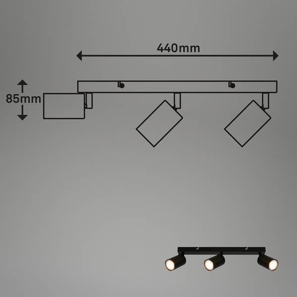 LED Deckenleuchte Spot - Schwarz - Flammenanzahl: 3