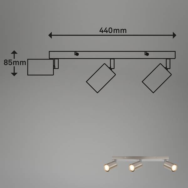 LED Deckenleuchte Spot Tib - Silber - Flammenanzahl: 3